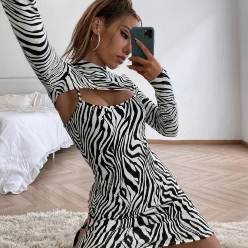 Zebra Print Spaghetti Strap Dress